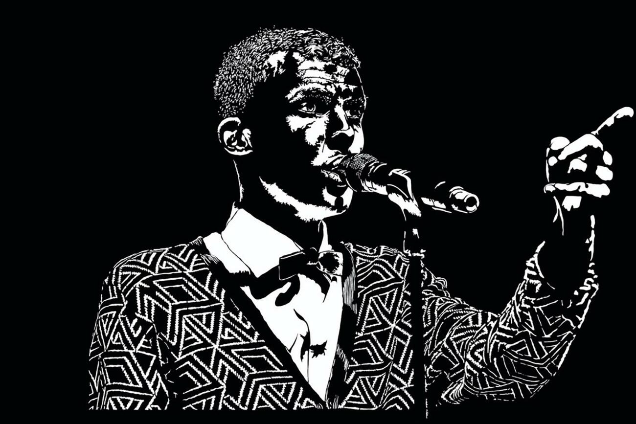 sculpture murale lumineuse d'un portrait de Stromae