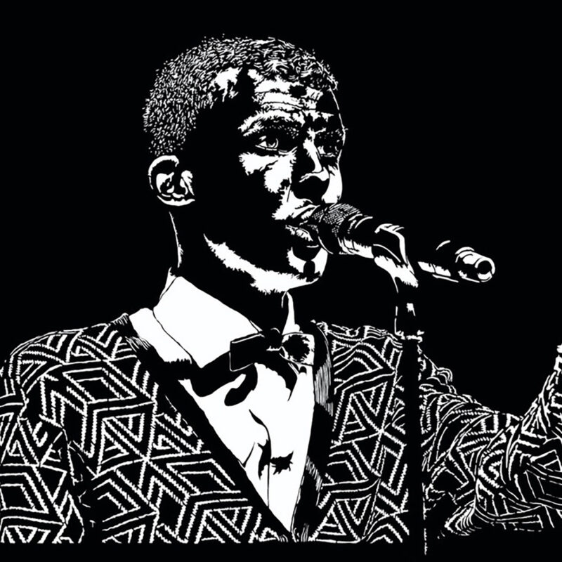 sculpture murale lumineuse d'un portrait de Stromae